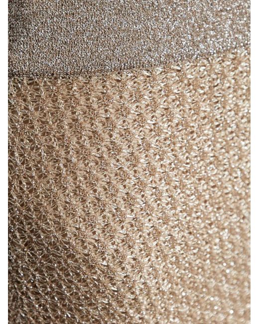 Tory Burch Natural Metallic Midi Skirt