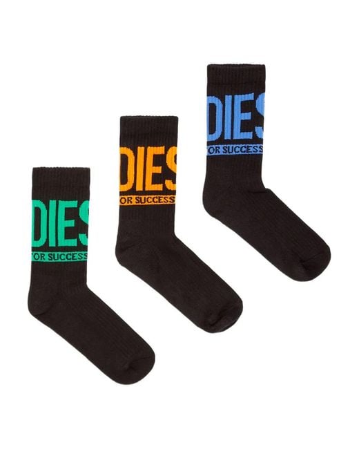 DIESEL White Skm-Ray Cushioned Logo Crew Socks (Pack Of Three) for men