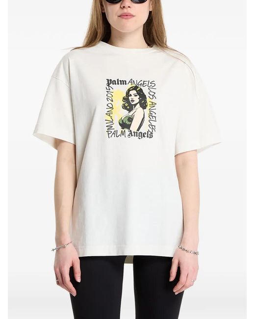 Palm Angels White Graphic-Print T-Shirt