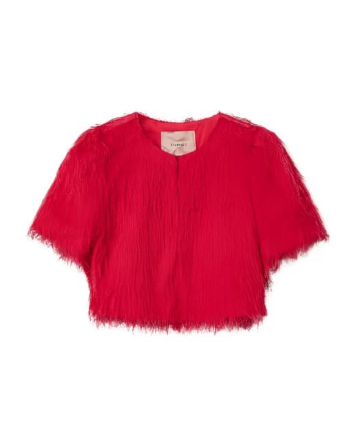 Twinset フェザーショートスリーブ ジャケット Red