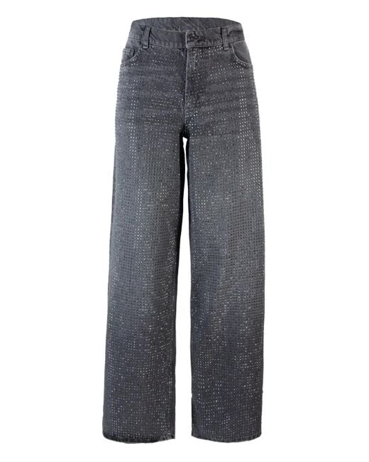 Liu Jo Gray Crystal-Embellished Jeans