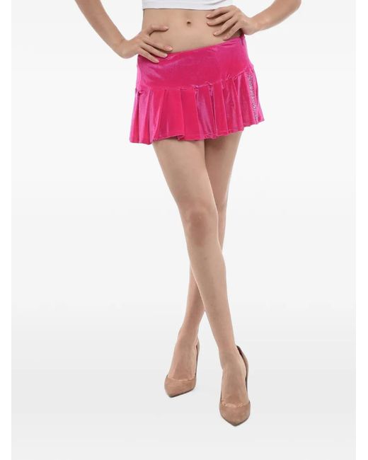 Adriana Hot Couture Pink Pleated Chenille Mini Skirt