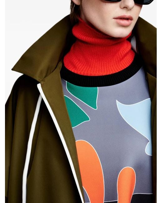 Essentiel Antwerp Green Krimson Hooded Coat