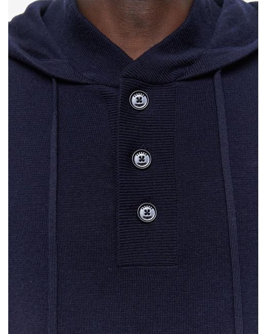 Fursac Blue Buttoned Knitted Hoodie for men