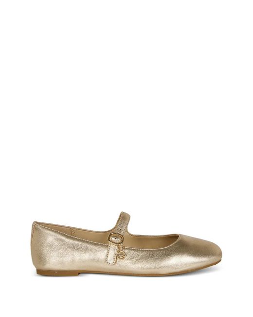 MICHAEL Michael Kors White Metallic Leather Mary Jane Ballet Flats