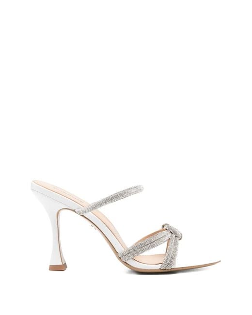 Lola Cruz White Alice Embellished Knot Mules