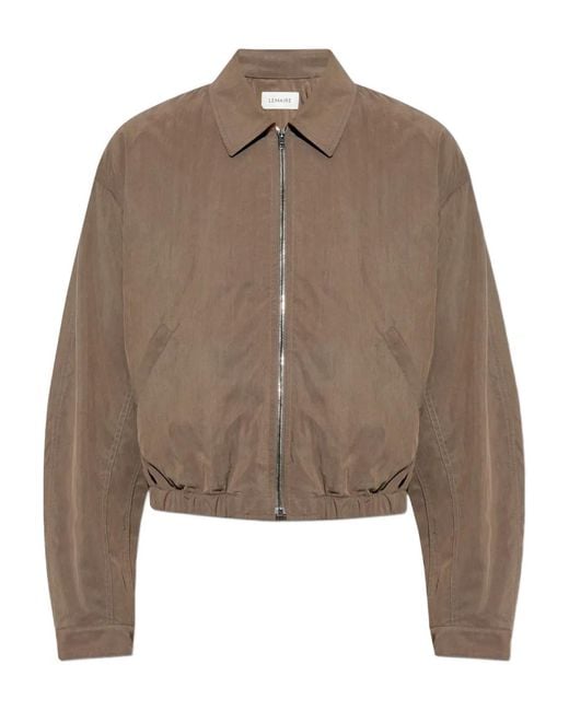 Lemaire Brown Zip-Up Bomber Jacket for men