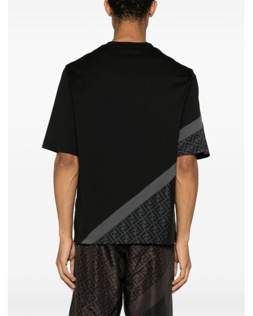 T-shirt à logo imprimé Diagonal FF Fendi pour homme en coloris Black