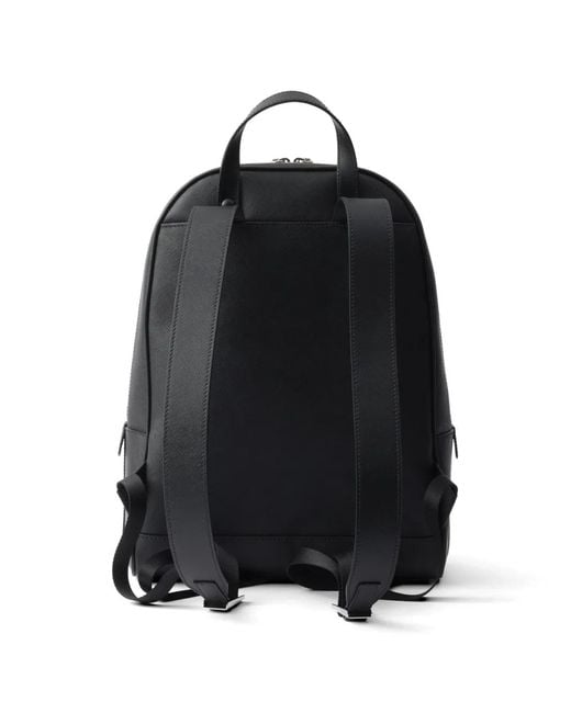 Prada Black Saffiano Leather Compact Backpack for men