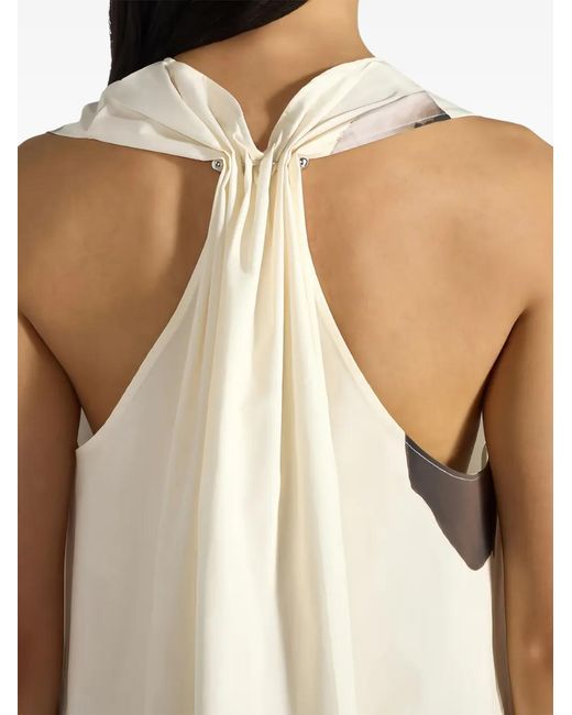 Liviana Conti Natural Blouse Fleurie À Col V