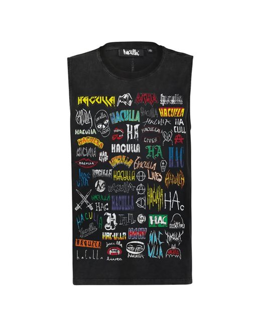 Haculla Black Logo-Print Tank Top for men