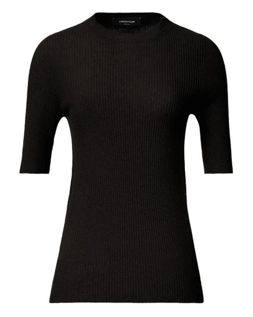 Camiseta de canalé Fabiana Filippi de color Black