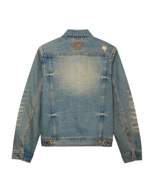 MIDNIGHT RODEO Blue Distressed Denin Jacket for men