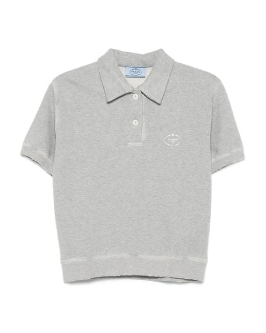 Prada Gray Poloshirt mit Logo-Print