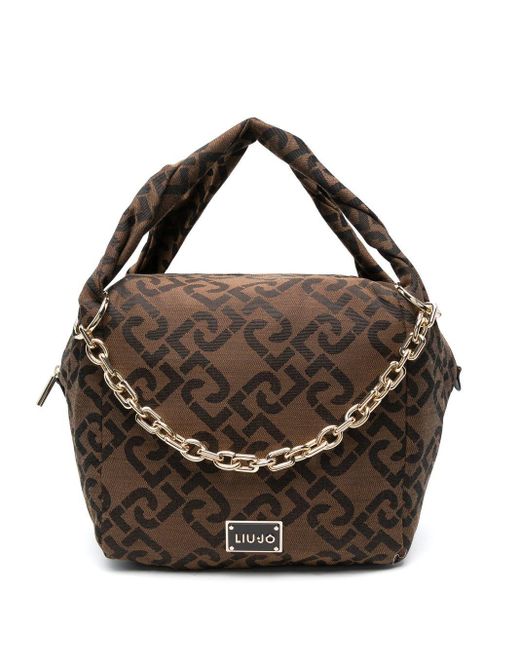 Liu Jo Logojacquard Shoulder Bag in Brown Lyst Australia
