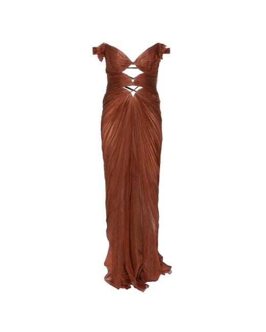 Maria Lucia Hohan Brown Catarina Plissé-Effect Maxi Dress