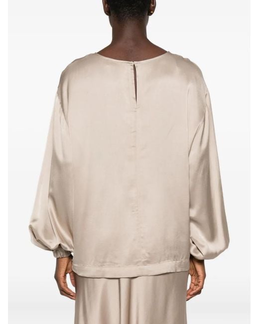 Ottod'Ame Natural Elastic-Cuff Satin Blouse