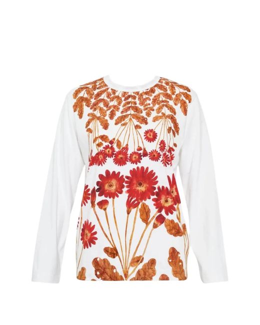 Noir Kei Ninomiya Red Floral Crew-Neck Long-Sleeve T-Shirt
