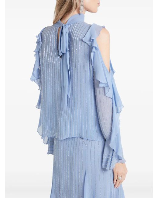 Temperley London ラッフルスリーブ ブラウス Blue