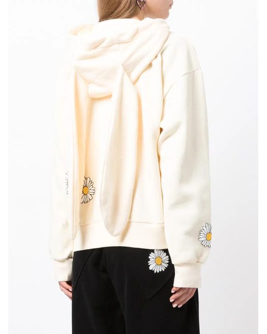 Natasha Zinko Natural Daisy-Print Zip-Up Hoodie