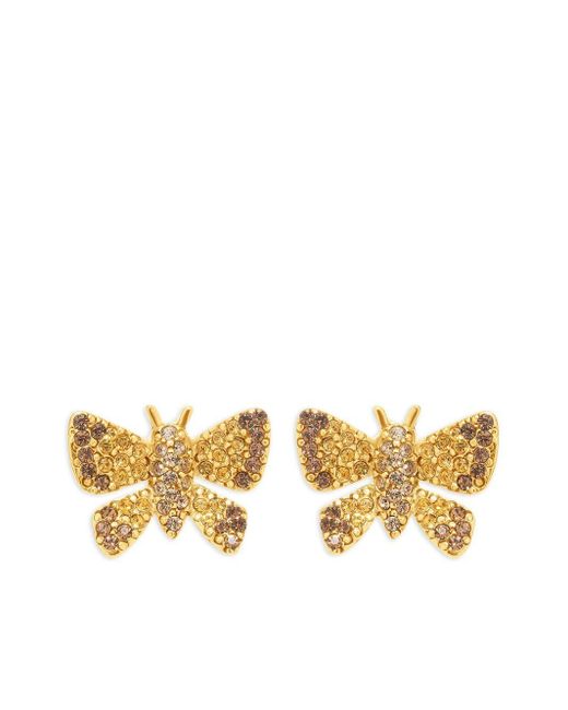 Oscar de la Renta Metallic Small Butterfly Crystal Earrings