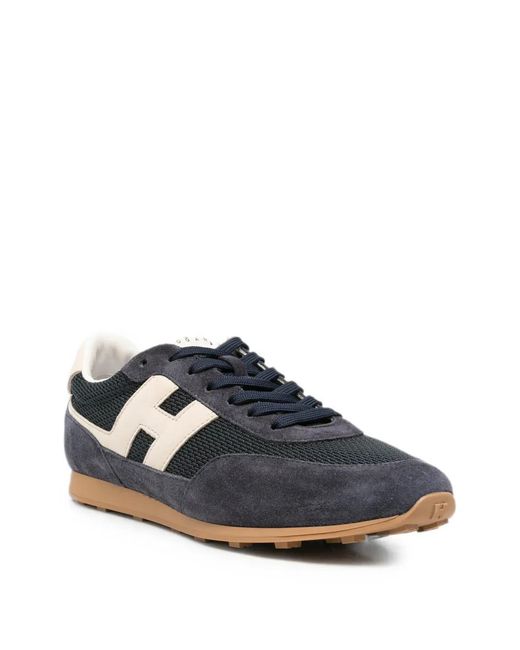 Hogan Blue Logo-Patch Panelled Sneakers for men