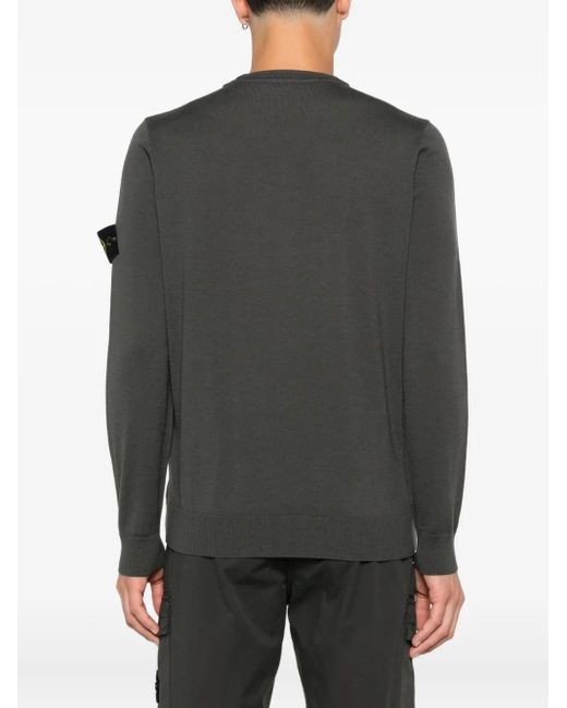 Stone Island Black Compass-Badge Crew-Neck Sweater for men