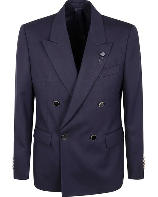 Lardini Blue Double-Breasted Blazer for men
