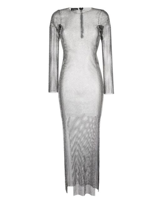 Santa Brands Black Mesh-Embellished Maxi Dress