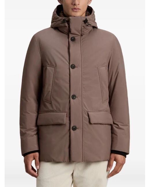 Woolrich Brown Hooded Button-Fastening Jacket for men