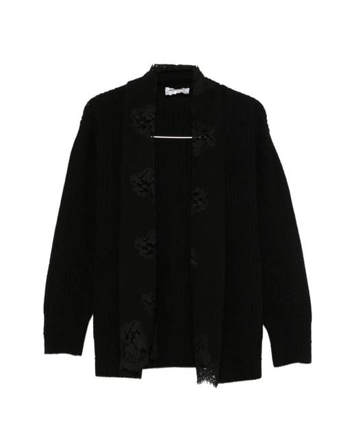 ERMANNO FIRENZE Black Lace-Trim Cardigan