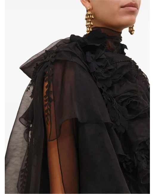 Vestido corto con aplique de volantes Zimmermann de color Black
