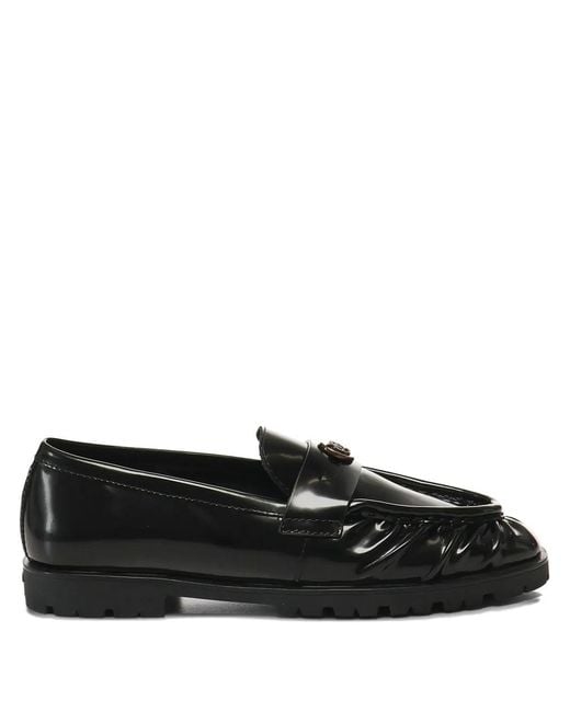 Pinko Black Mocassins À Plaque Logo