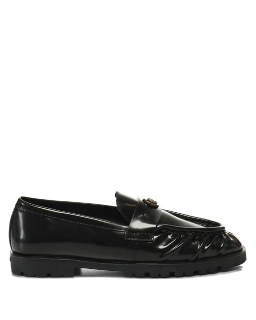 Pinko Black Mocassins À Plaque Logo