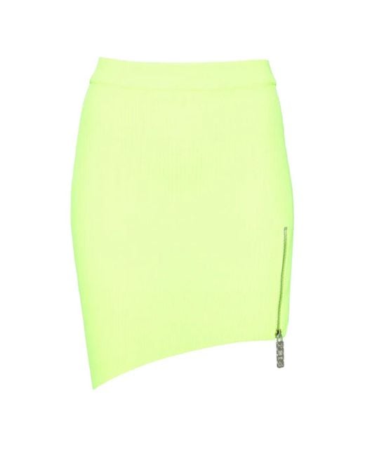 Gcds Yellow Asymmetric Knitted Skirt