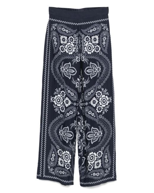 Maje Blue Weite Hose Mit Bandana-Print