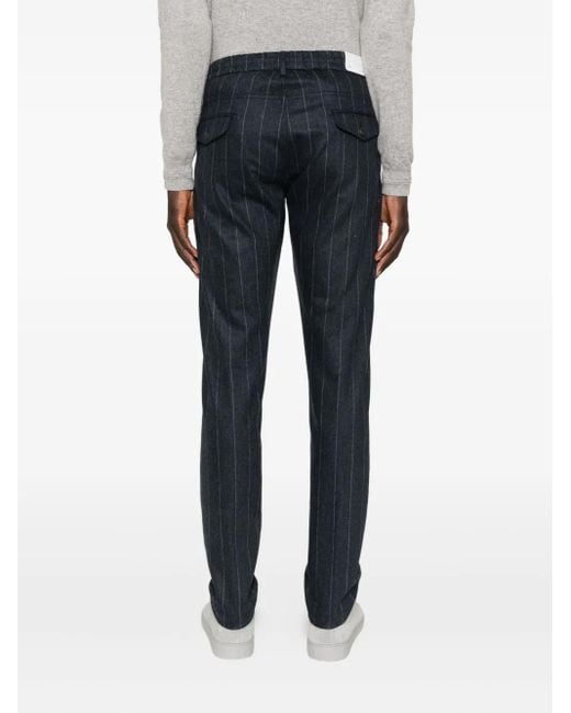 Eleventy Blue Pinstripe Drawstring Trousers for men