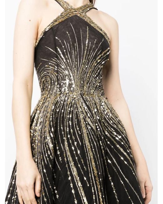 Saiid Kobeisy Black Sequin-Embellished Gown