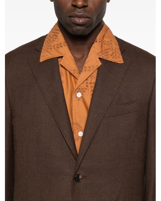 Blazer Con Due Bottoni E Tasca Applicata di Corneliani in Brown da Uomo