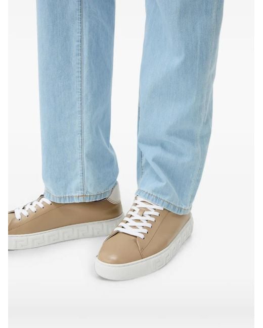 Versace White Greca Leather Sneakers for men
