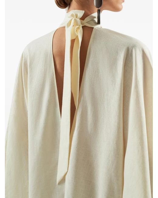 ‎Taller Marmo White Ooo Kaftan Linen Dress
