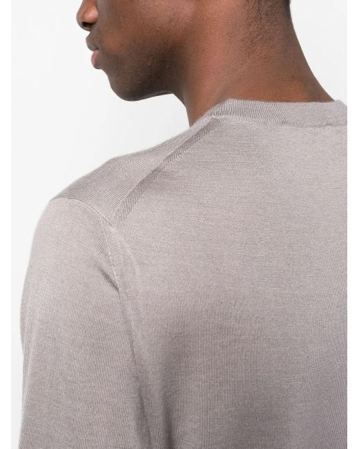 Fedeli Gray Crew-Neck Cashmere-Silk Jumper for men