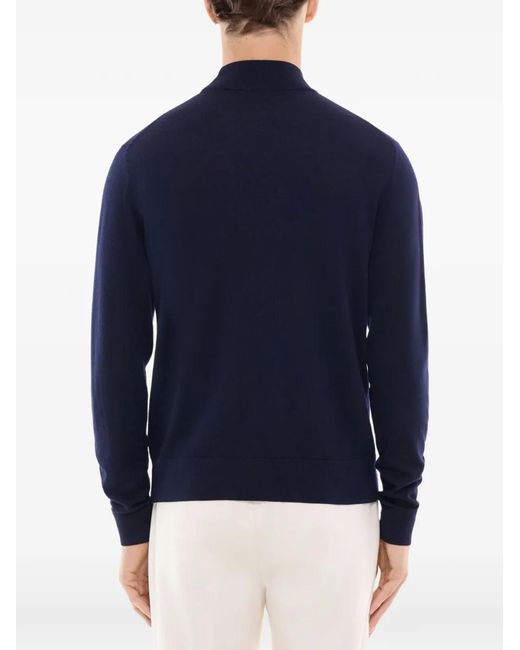 Fursac Blue Mock-Neck Wool Sweater for men