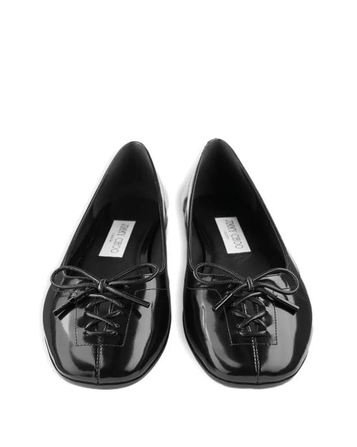 Jimmy Choo Black Scarlett Lace-Up Bow Ballerina Flats