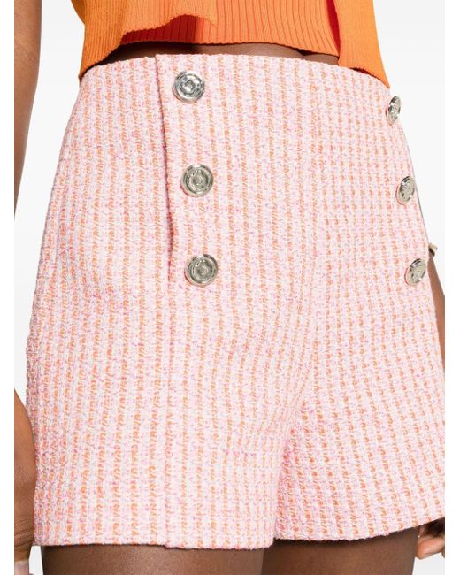 Maje Pink Embellished Tweed Shorts