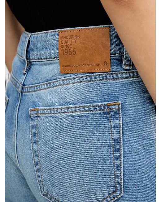 Benetton Blue Faded Logo-Patch Jeans