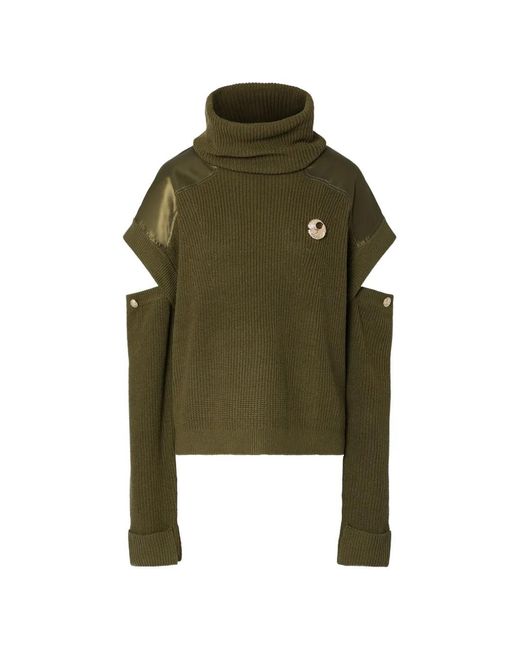 Liu Jo Green Turtleneck Sweater With Cut-Out