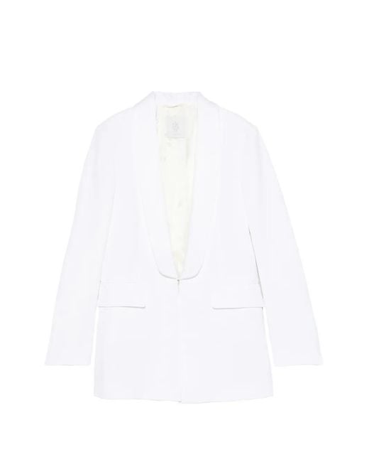 Eleventy White Shawl-Collar Blazer