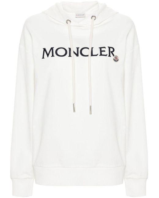 Moncler Hoodie Met Geborduurd Logo in het White