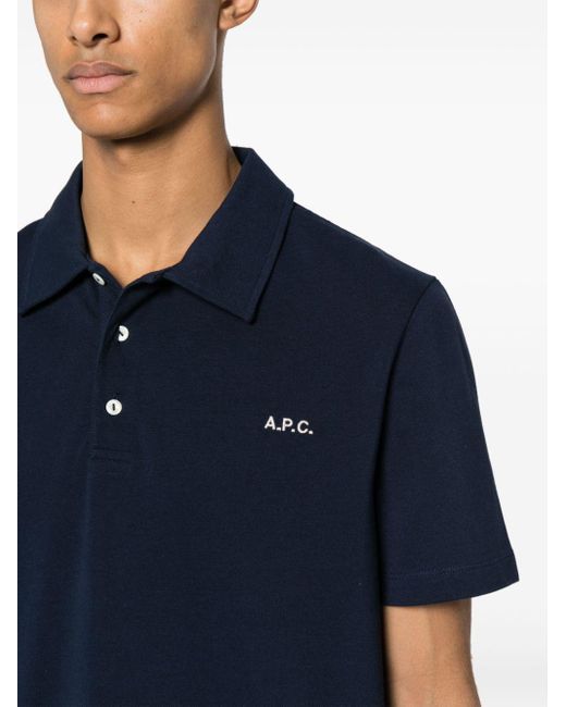 A.P.C. Poloshirt Met Geborduurd Logo in het Blue voor heren